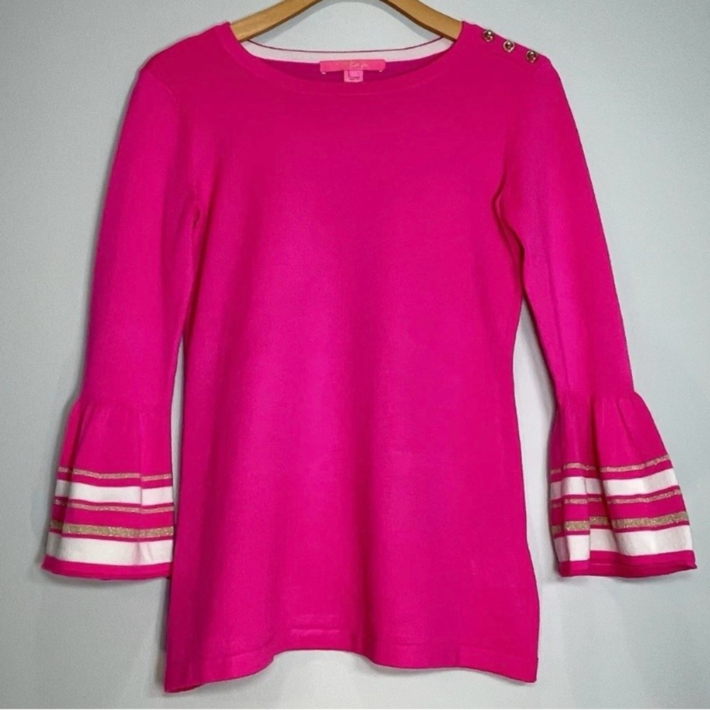 Lilly Pulitzer Calle Sweater Pink Bell Sleeve Top Size M NWT